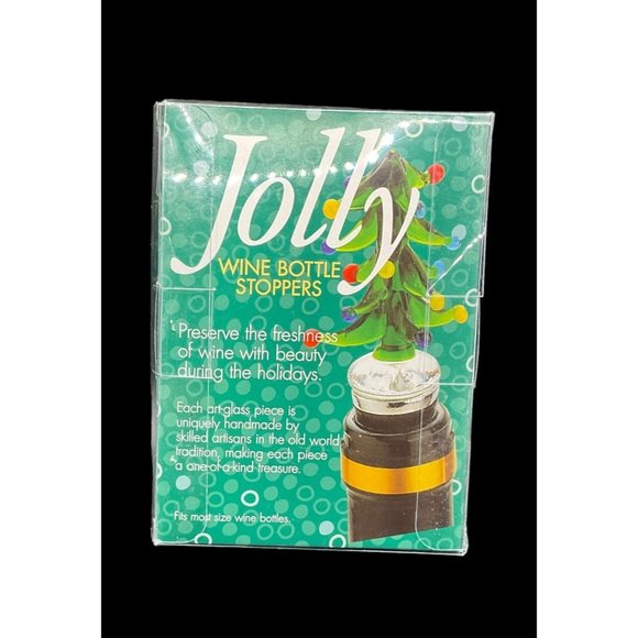 Jolly Wine Bottle Stoppers Art Glass Snowman Reindeer New In Box - Picture 2 of 2